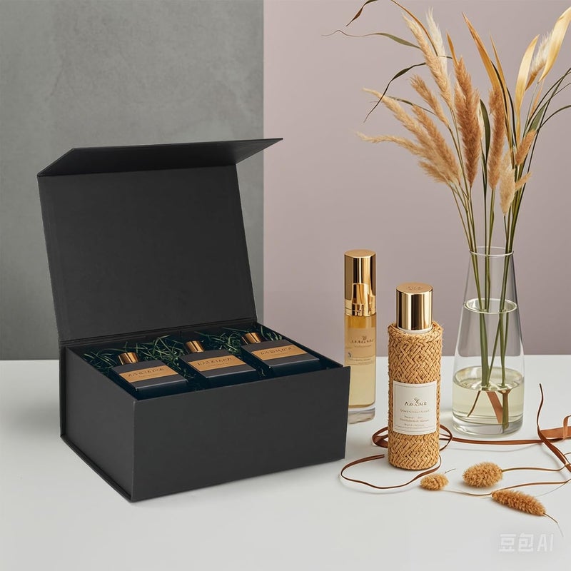 Ditwis 4 Pack 9.5x7x4 Inches Gift Boxes with Magnetic Closure Lids, Black Magnetic Box for Wedding, Groomsmen Bridesmaid Proposal, Birthdays, Mother's Day - Image 3